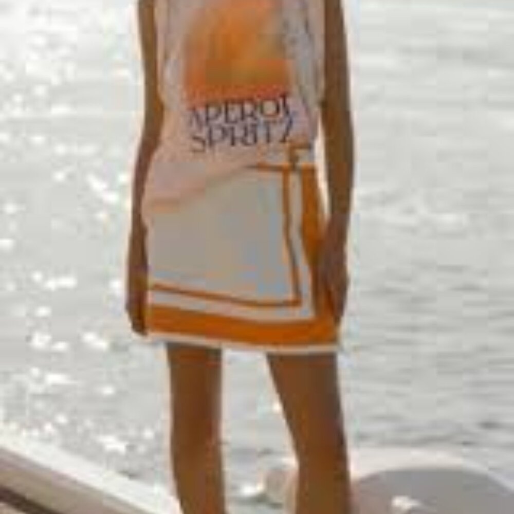 Maeve White and Orange Mini Skirt